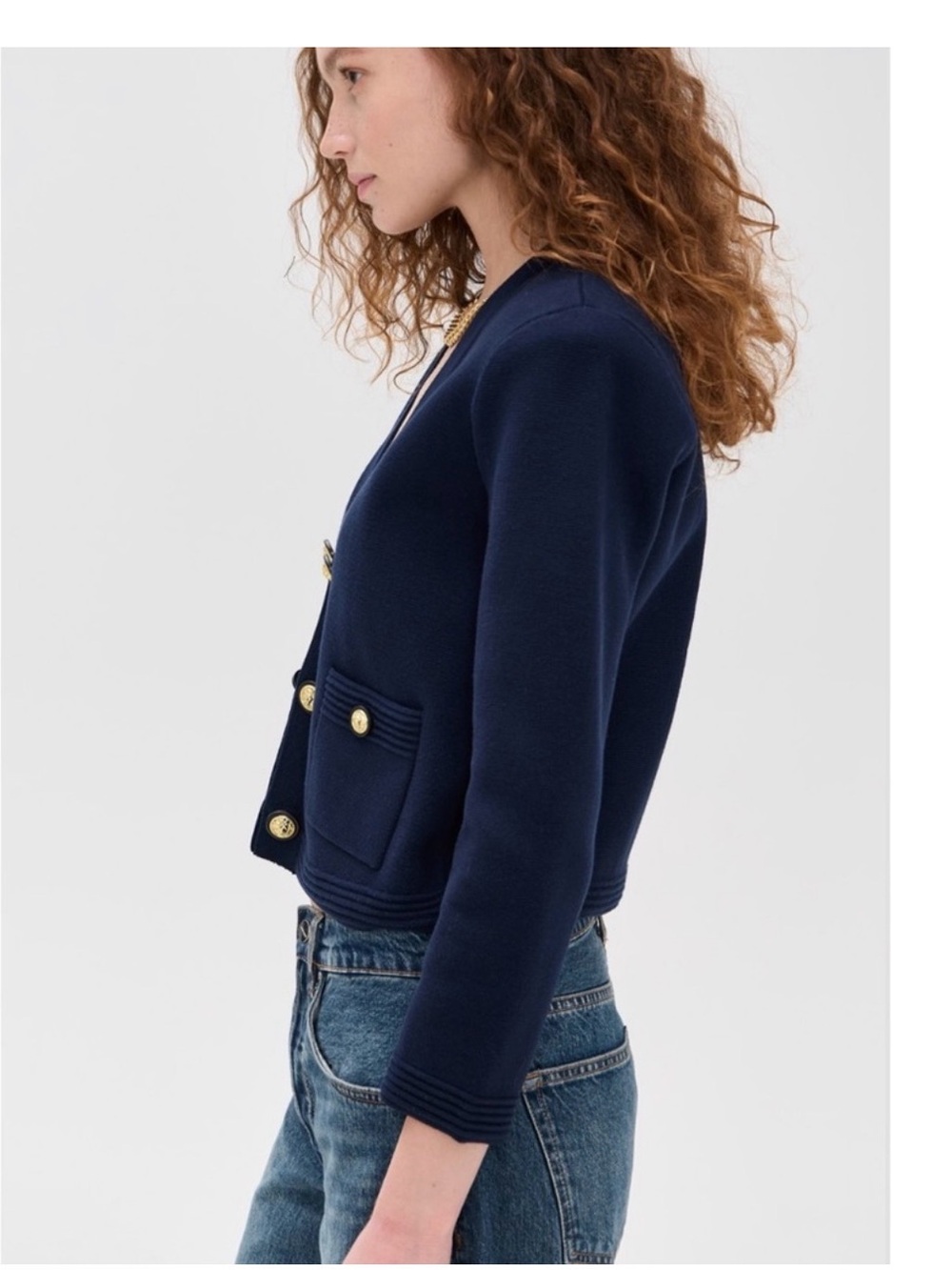L'Agence Catie Navy Cropped Cardigan NWT - Picture 3 of 10